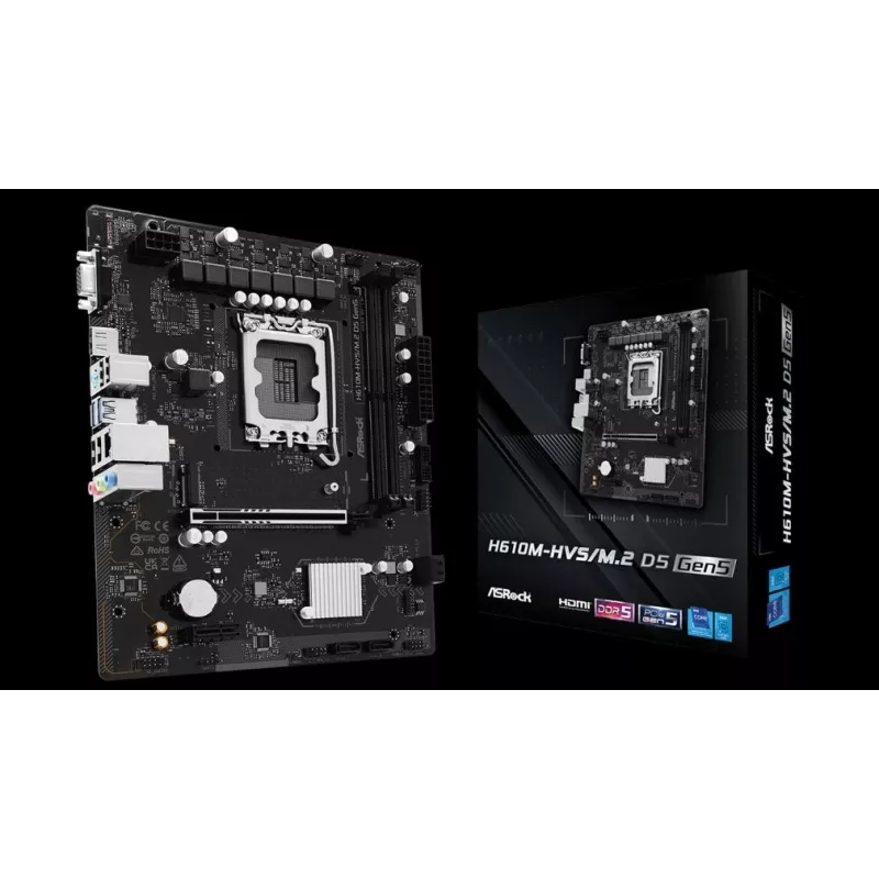 Placa-mãe ASRock H610M-HVS/M.2 D5 GEN5 – LGA1700, DDR5, PCIe 5.0, mATX