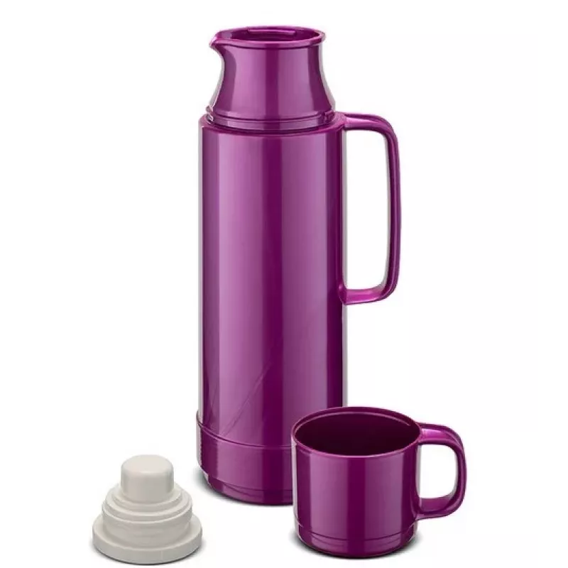 Garrafa térmica de vidro ROTPUNKT, capacidade 0,750 l, uva brilhante (violeta episcopal)