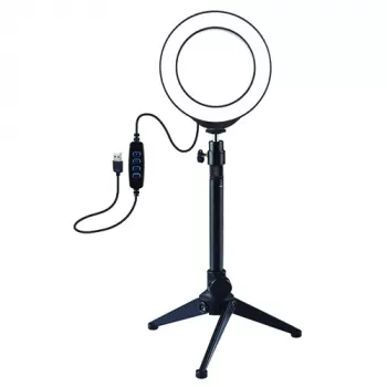 Anel de luz LED 12 cm com tripé de mesa até 24,5 cm, USB