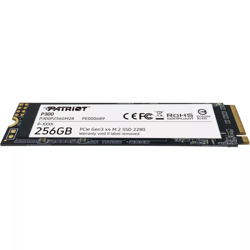 SSD M.2 NVMe PATRIOT P300 256GB — M.2 2280, leitura 1700 MB/s, escrita 1100 MB/s