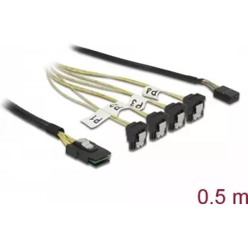 Cabo Mini SAS SFF-8087 para 4x SATA 7-Pin angular 0,5 m DeLOCK 85683