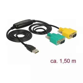 Cabo série DeLOCK 63466 USB Type-A DB-9 1,5 m preto verde amarelo