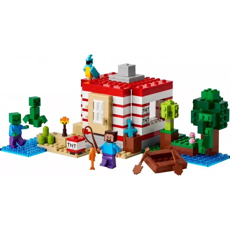 LEGO Minecraft conjunto 21275 casa na selva TNT brinquedo de construção, 287 peças, 2 minifiguras, a partir de 8 anos
