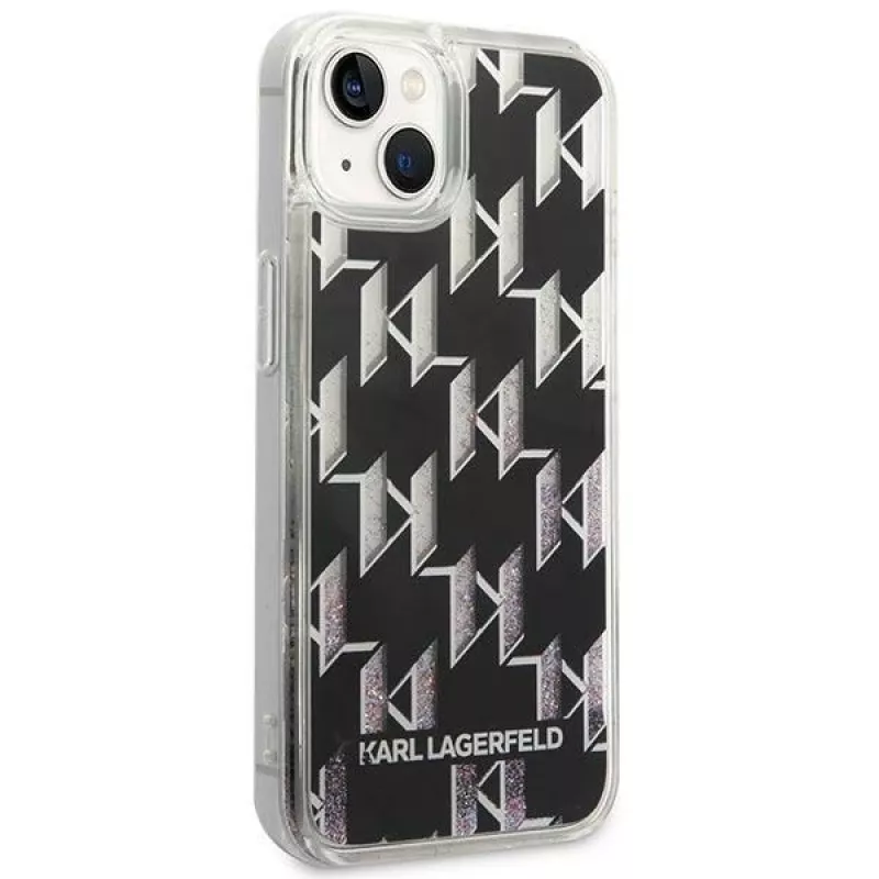 Karl Lagerfeld KLHCP14MLMNMK iPhone 14 Plus 6.7 capa rígida preto / preto Liquid Glitter Monogram
