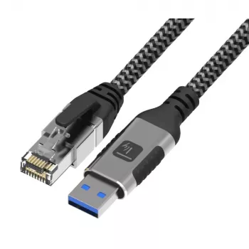 Techly ICOC U3A-RJ45-010 cabo adaptador USB-A para Gigabit Ethernet, 1 m, preto/prateado