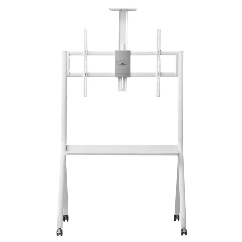Suporte de TV de chão MACLEAN MC-114 W para ecrãs 55-100 polegadas, branco, VESA até 900x600, carga máxima 120 kg, altura 115–152 cm, prateleira