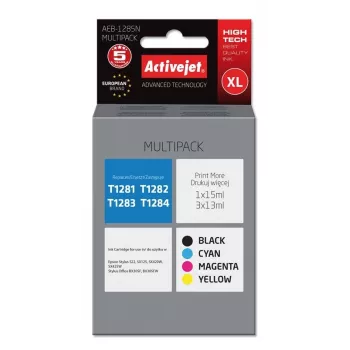 Tinteiro Activejet AEB-1285N (substituto para Epson T1281, T1282, T1283, T1284; Supreme; 1 x 15 ml, 3 x 13 ml; preto, magenta, ciano, amarelo)