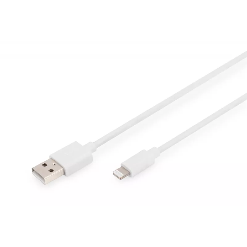 DIGITUS - Cabo Lightning - Lightning (M) para USB (M) - 1,0 m - isolamento duplo - branco - moldado - para Apple iPad/iPhone/iPod (Lightning) (DB-600106-010-W)