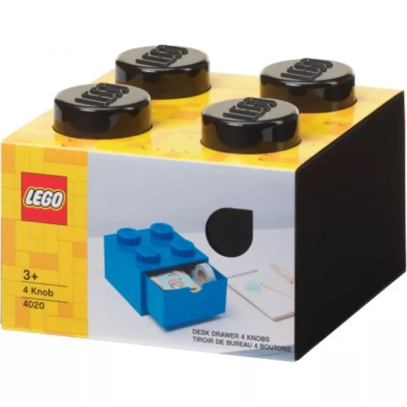 LEGO Gaveta de secretária 4, caixa de arrumação preta, com studs