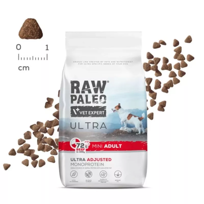 VET EXPERT RAW PALEO Ultra Mini Adult Beef - Alimento seco para cães - 8 kg