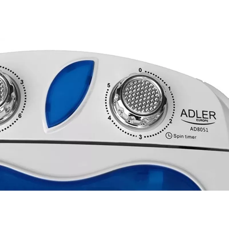Adler AD 8051 máquina de lavar roupa de carga superior 3 kg com centrifugação, semiautomática, largura 38 cm, profundidade 37 cm, branco/azul