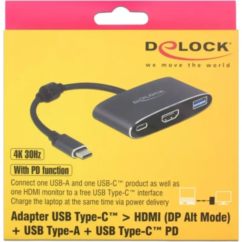 DeLOCK - Adaptador de vídeo externo - VL101 - USB-C 3.1 - HDMI - cinzento - retail (62991)