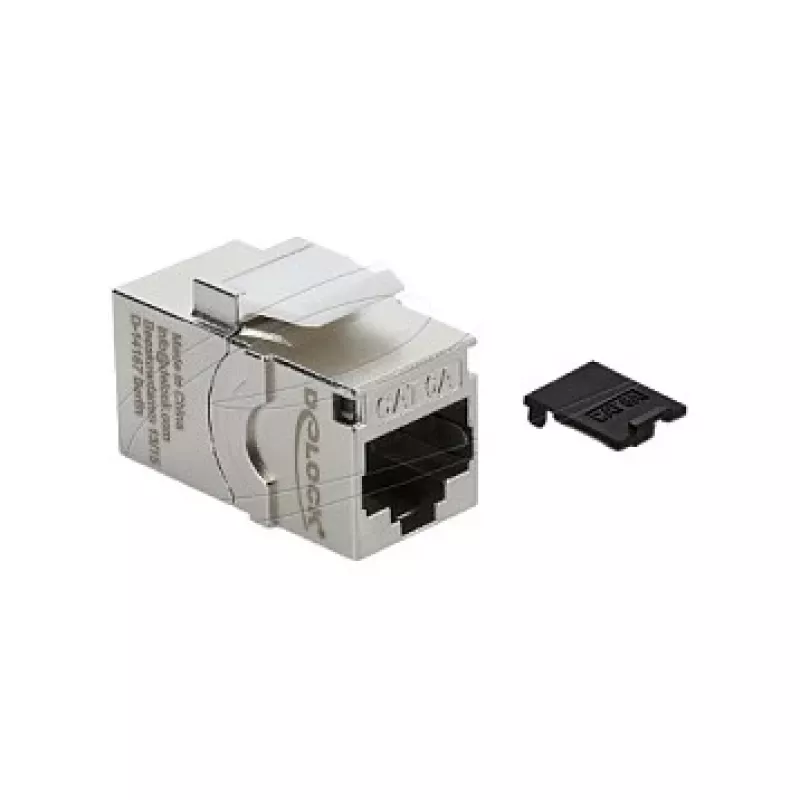 Módulo Keystone para patch panel DELOCK RJ45 Cat.6A com tampa de proteção roscada, azul