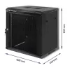 Qoltec 54488 Armário rack de parede de 19 polegadas, 12U, 600 x 635 x 450 mm, porta perfurada