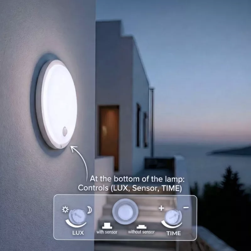 Lâmpada LED com sensor PIR MACLEAN MCE525 W — candeeiro LED exterior com sensor de movimento