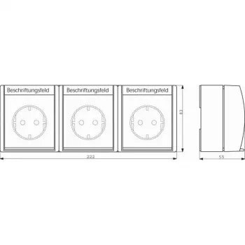 Tomada CEE 7/3 Busch‑Jäger 2084-0-0712, 2P+E, 16 A, 250 V, IP44, branco, 222×83×55 mm