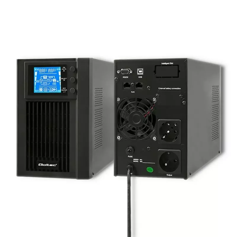 UPS Qoltec 53042 (fonte de alimentação ininterrupta) dupla conversão (online) 1 kVA 800 W 2 tomadas AC