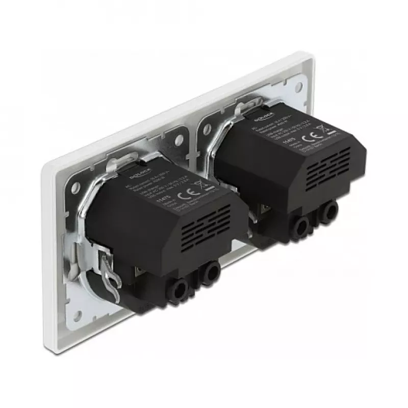 Tomada de parede DeLOCK 2 tomadas com 4 portas USB 2 x 2,8 A