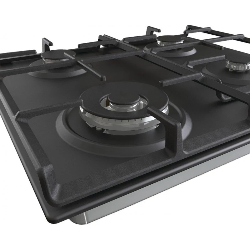 Placa de gás encastrar Gorenje GW641EXB, 4 zonas de gás, preta, 60 cm, controlo por botão rotativo, grelhas de ferro fundido