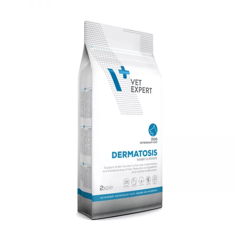 Alimento seco para cães VETEXPERT Veterinary Diet Dermatosis Coelho e Batata 2 kg — cães adultos, monoproteico, sem cereais/sem glúten/sem soja