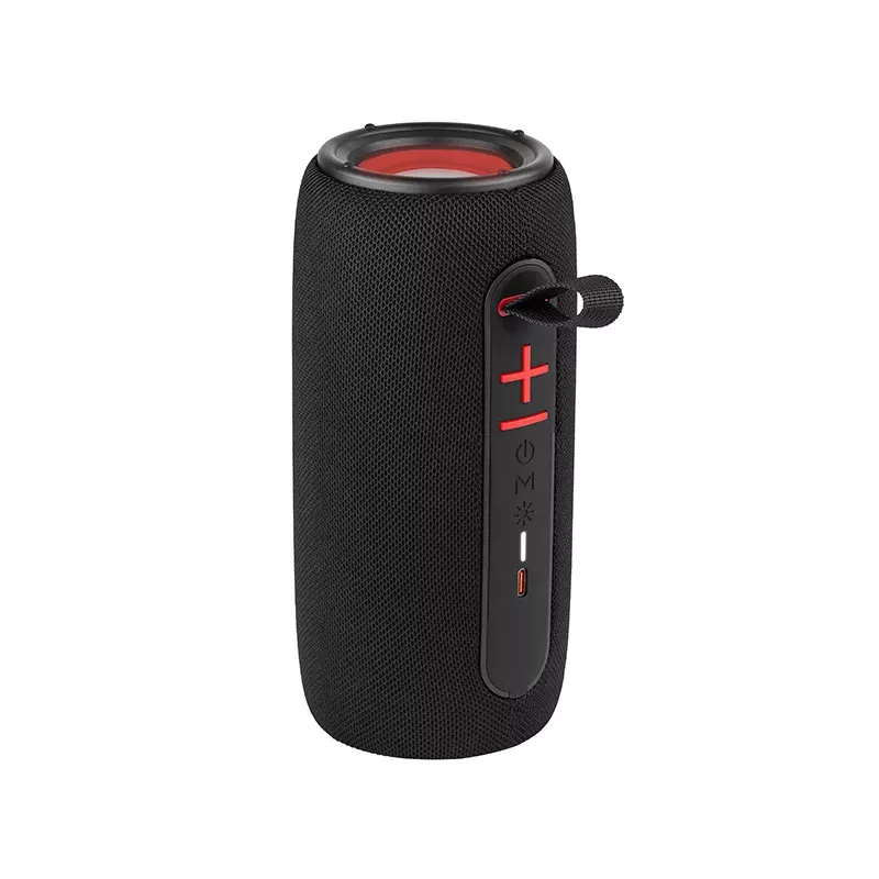Altifalante estéreo portátil TRACER Stripe preto — 10 W RMS, Bluetooth/com fios, USB-A e USB-C, MicroSD, bateria integrada (até 5 h)