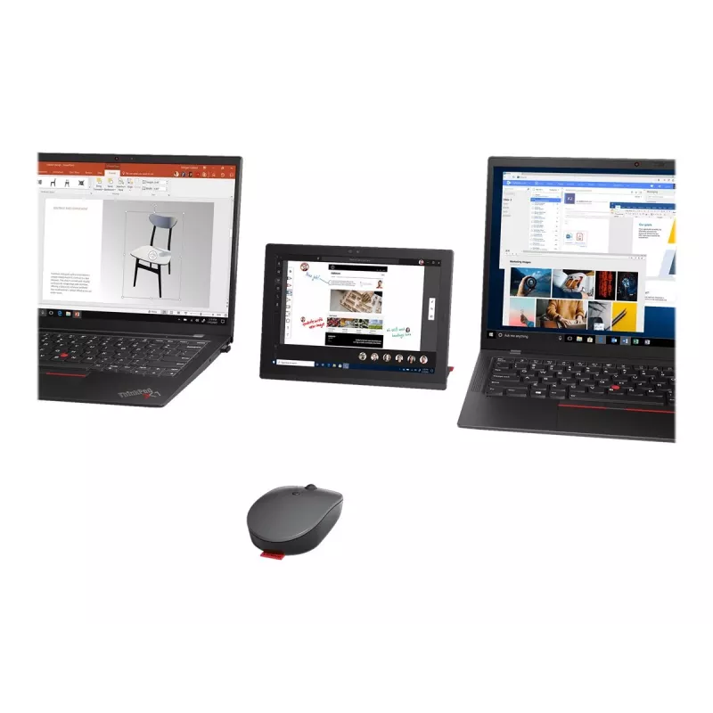 Rato Lenovo Go Wireless Multi-Device Office ambidestro RF Wireless + Bluetooth + USB Type-A ótico 2400 DPI