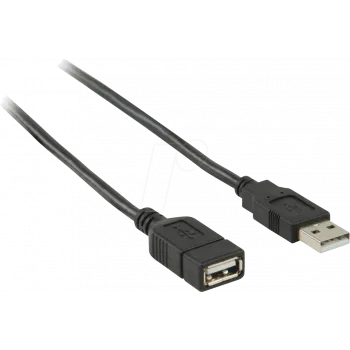Cabo USB Nedis | USB 2.0 | ficha USB-A | conector fêmea USB-A - 480 Mbps | niquelado | 2,00 m | redondo | PVC | preto | caixa