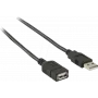 Cabo USB Nedis | USB 2.0 | ficha USB-A | conector fêmea USB-A - 480 Mbps | niquelado | 2,00 m | redondo | PVC | preto | caixa