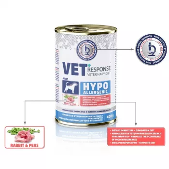 VET RESPONSE Hipoalergénico Coelho - Alimento húmido para cães - 400 g
