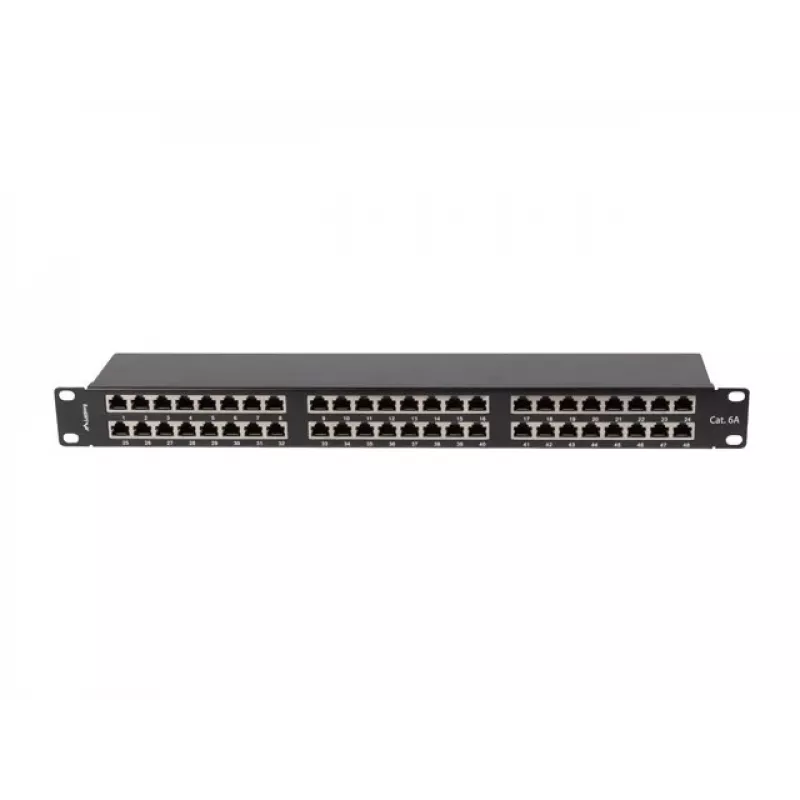 PATCH PANEL 48 PORTAS 1U 19 CAT6A FTP BLINDADO PRETO LANBERG
