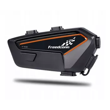 Headset FreedConn F1 V2 EU — Bluetooth 5.2, IP65, bateria 1100 mAh, até 48 h de tempo de conversação, rádio FM, microfone, clipe