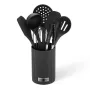 Conjunto de utensílios de cozinha Maestro MR-1542 — 8 peças em silicone para bancada, preto, empilhável com suporte de armazenamento