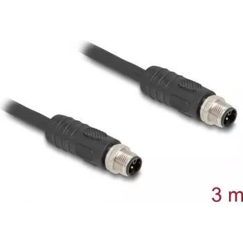 Cabo sensor/atuador DeLOCK 3 m RST M12 preto 80516