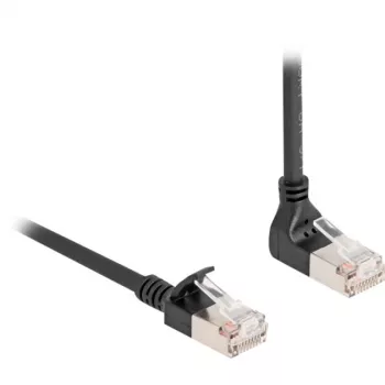 Cabo de rede RJ45 DeLOCK Cat.6A S/FTP fino 90° dobrado para cima 1 m preto