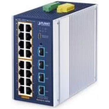 Switch Ethernet gerido PLANET Industrial L2+ 16 portas 10/100/1000T PoE 4 portas 10G SFP+