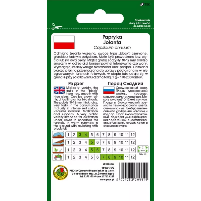 PNOS pimento Jolanta sementes de hortícolas, 0,5 g