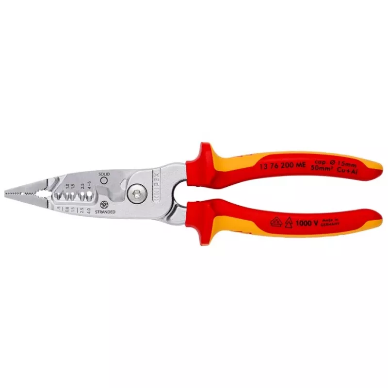 Descarnador de cabos Knipex 13 76 200 ME capacidade de descarnar 6 mm vermelho aço inoxidável amarelo