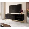 Móvel RTV ABETO sobre estrutura em aço dourado 150x42x60 preto/preto brilhante