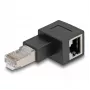 Adaptador DeLOCK ficha RJ45 para conector fêmea RJ45 Cat.6A angular 90° para a esquerda preto