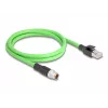 Cabo de rede DeLOCK M12 codificado X 8 pinos ficha macho para ficha RJ45 PUR (TPU) 1 m