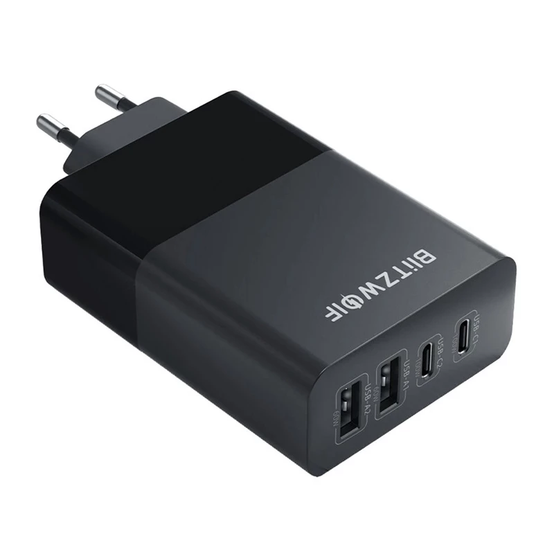 Carregador de rede BlitzWolf BW-S29 120W preto — fonte de alimentação USB, carregamento rápido multi-porta
