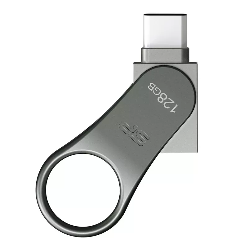 Silicon Power Mobile C80 pen USB de 128 GB, USB Type-A / USB Type-C, USB 3.0 (3.1 Gen 1), titânio