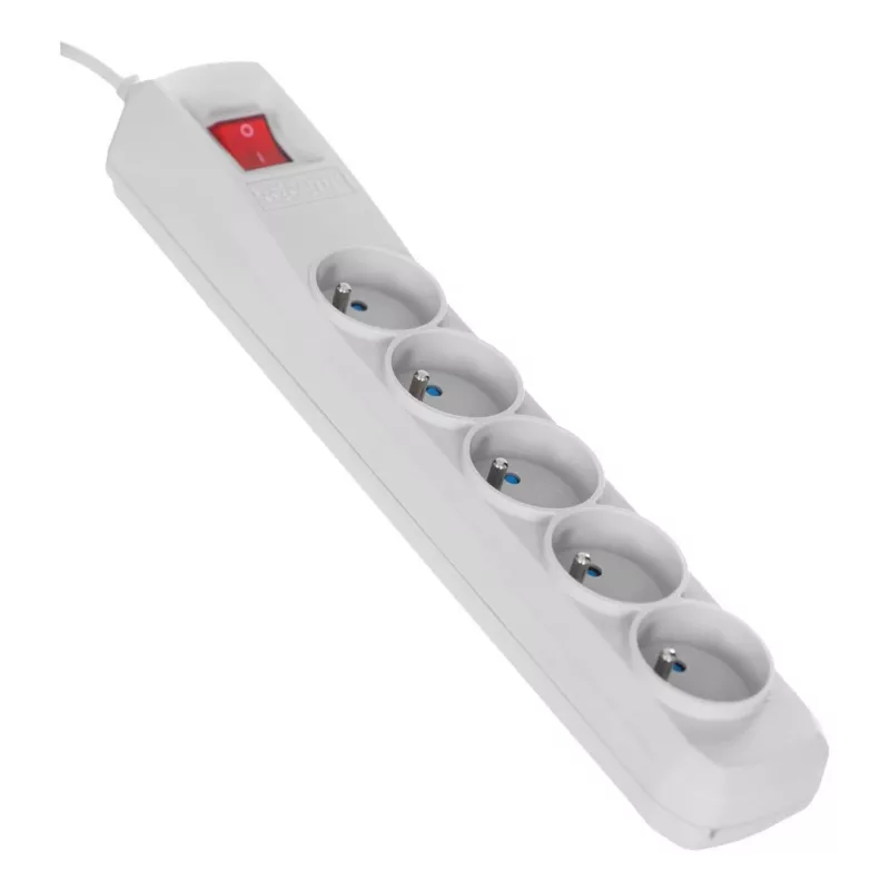Régua de tomadas cinzenta com cabo Activejet ACJ COMBO 5G/5M/BEZP. AUT/S