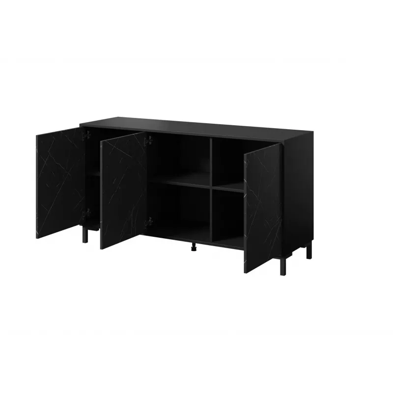Cómoda MARMO 3D 150x45x80.5 cm preto mate/mármore preto