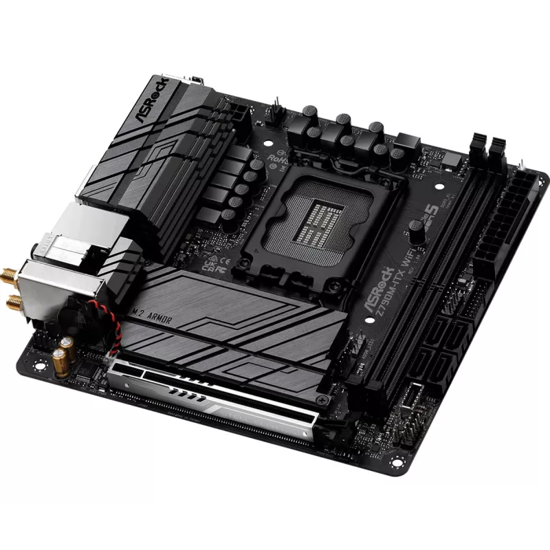 Placa-mãe ASRock Z790M-ITX WiFi — Intel Z790, LGA 1700, mini ITX, DDR5, 2x DIMM, 64GB, 2.5Gb LAN, Wi-Fi 6E