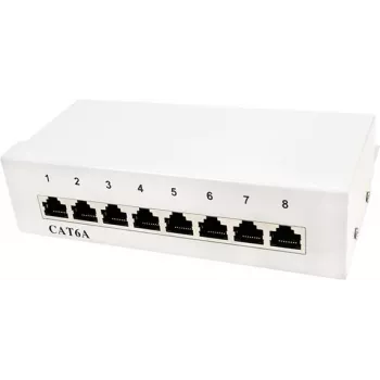 LogiLink Patch Panel Desktop - Patch panel - montagem na parede - RJ-45 X 8 - cinzento claro, RAL 7035