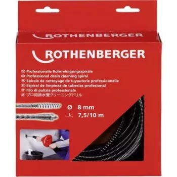 Mola de limpeza de tubos Rothenberger 72412 — 7,5 m de comprimento, 8 mm de diâmetro