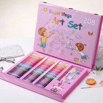 Conjunto de arte Extralink 208 peças — conjunto de pintura com pincéis, tintas, canetas