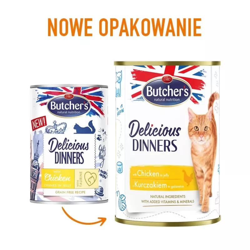 BUTCHER'S Delicious Dinners Chicken Jellied Pieces - Comida húmida para gatos - 400g