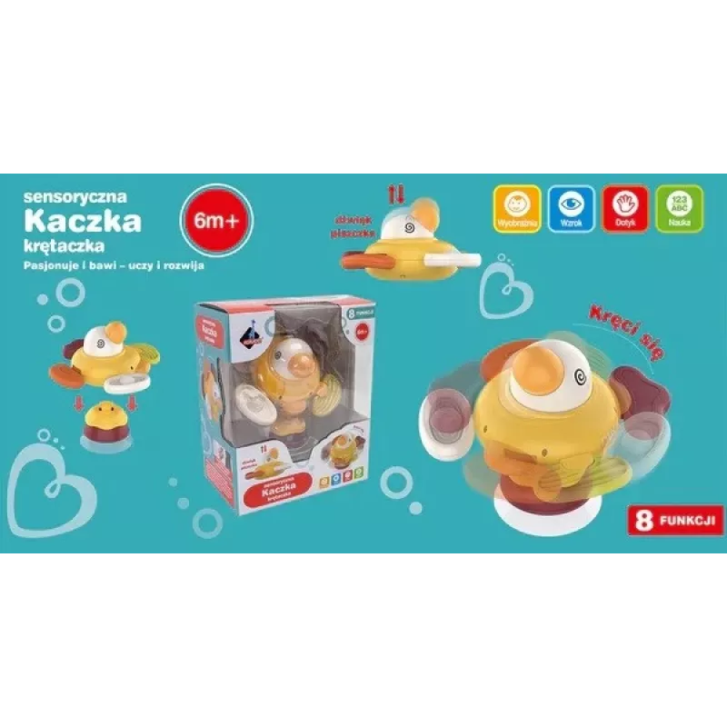 Pato sensorial interativo de peluche Ascato 122946 — textura macia, design colorido